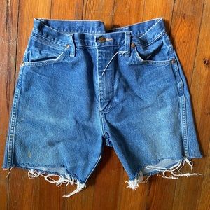 Distressed Wrangler cut-off jean shorts